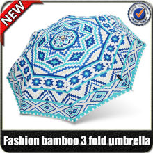 ¡Cupón de $ 60! venta al por mayor de alta calidad de diseño soleado personalizado decoración de bambú señoras 3 veces paraguas de moda